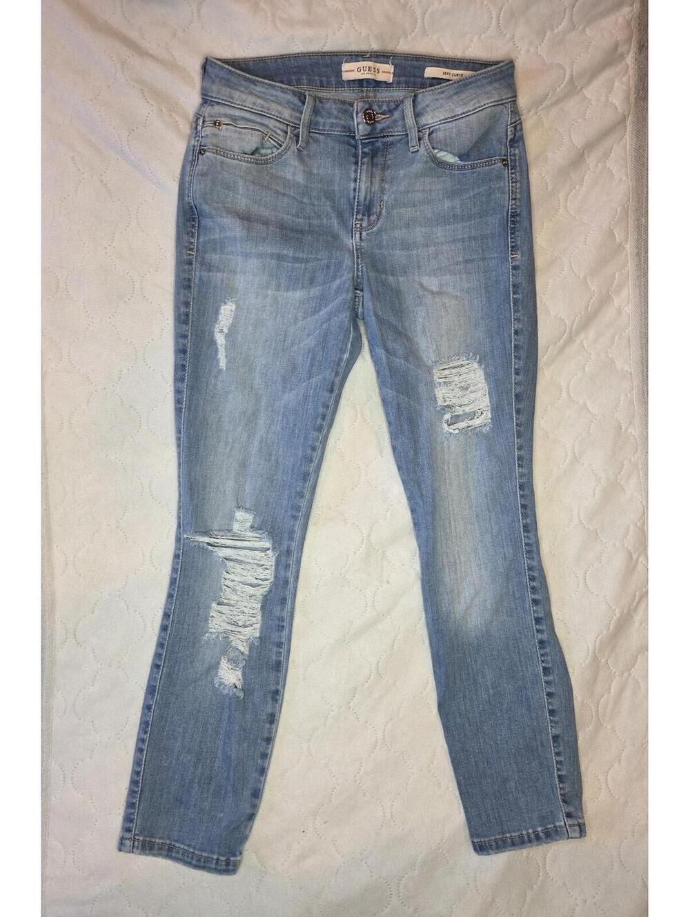 Guess Light Blue Distressed Skinny Jeans- size 26